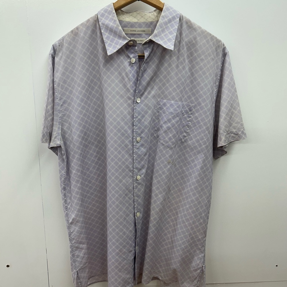 Marc Jacobs Light Lavender Checkered Button Down … - image 1